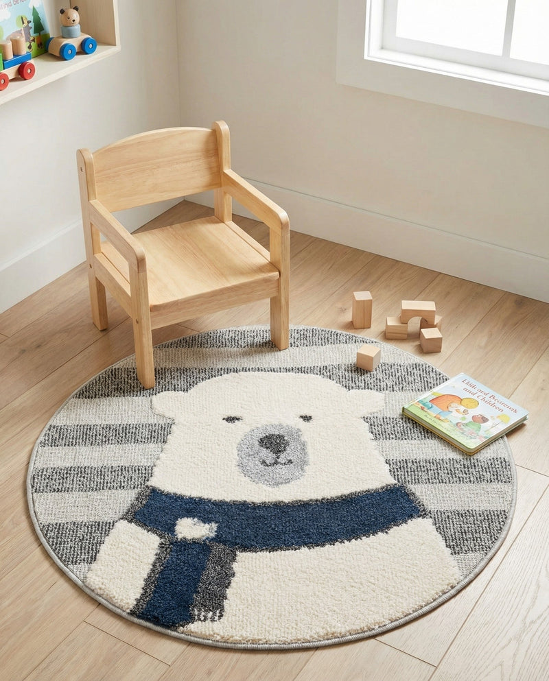Wonder Tykes Collection Area Rug -  Dreamland Round Gray  lifestyle 48