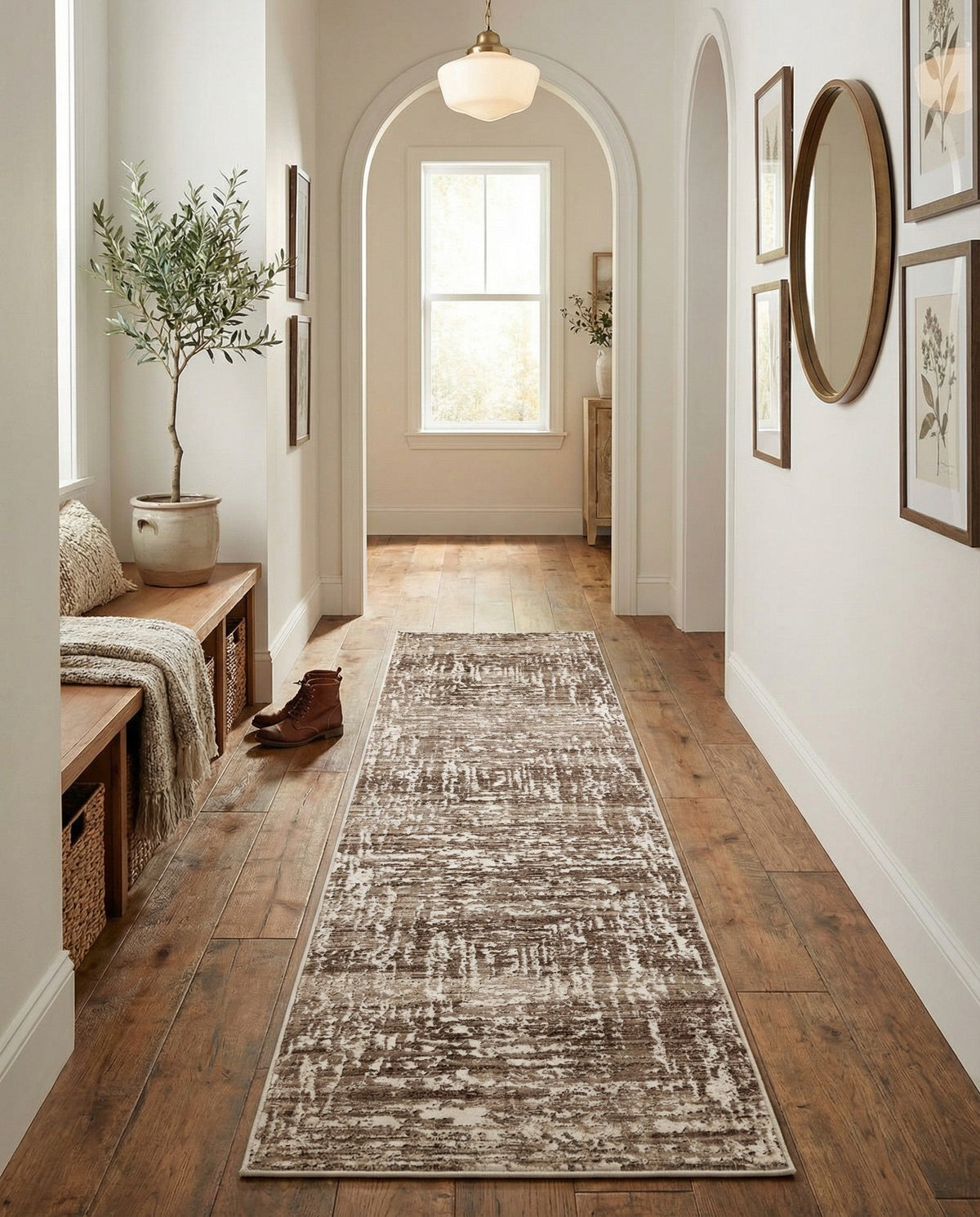 Sanctuary Retreat Collection Area Rug -  Asylum Runner Chocolate Brown  lifestyle 173