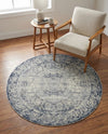 Coastal Manor Collection Area Rug -  Sailview Round Dark Blue  lifestyle 44