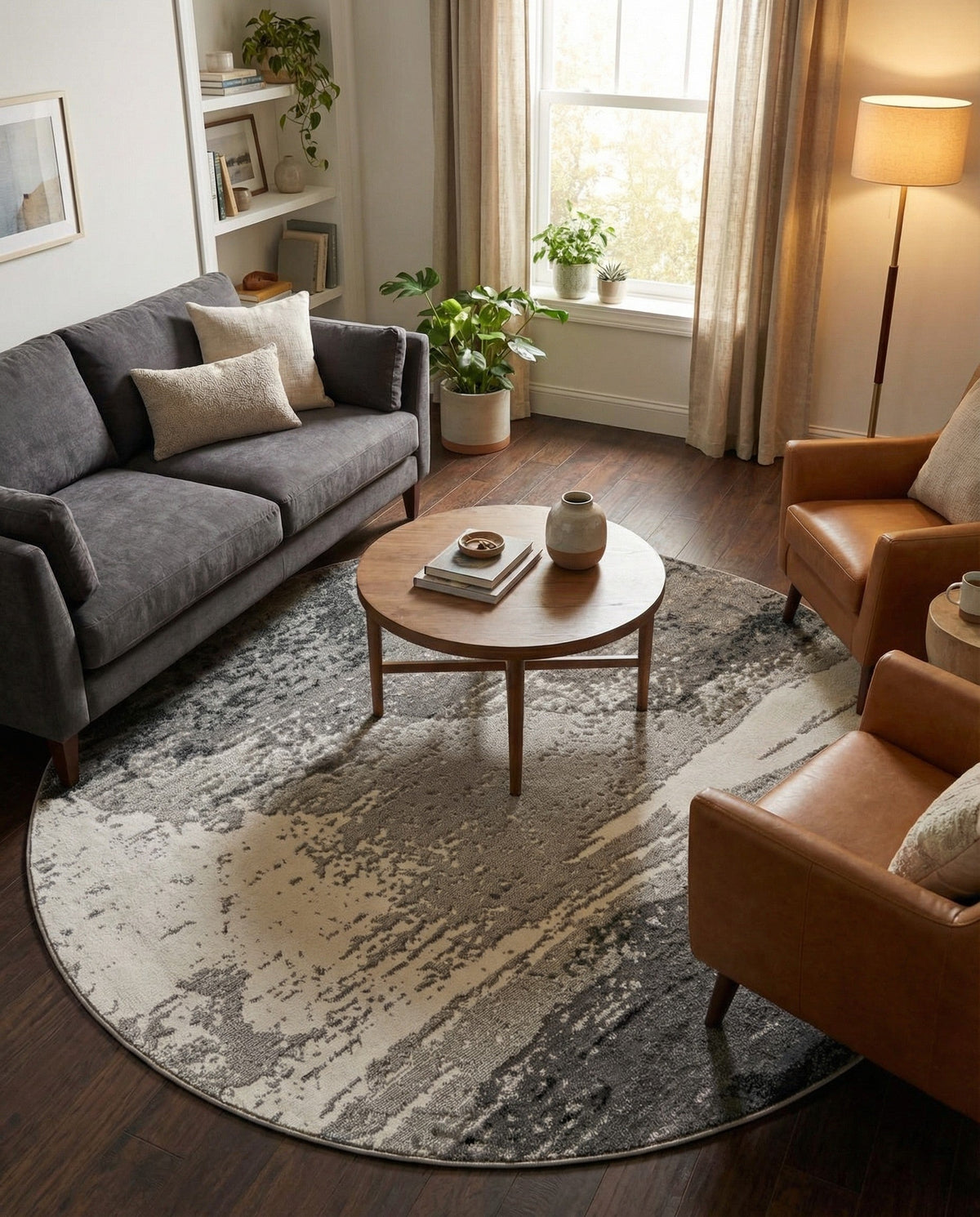 Copenhagen Edge Collection Area Rug - Nyhavn Round Black  lifestyle 137