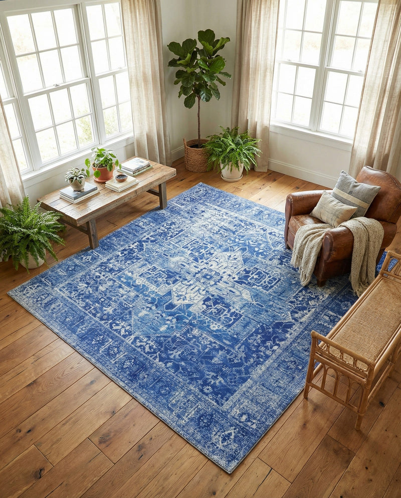 Heritage Elegance Collection Area Rug -  Windsor (Navy Blue) Square Navy Blue  lifestyle 48