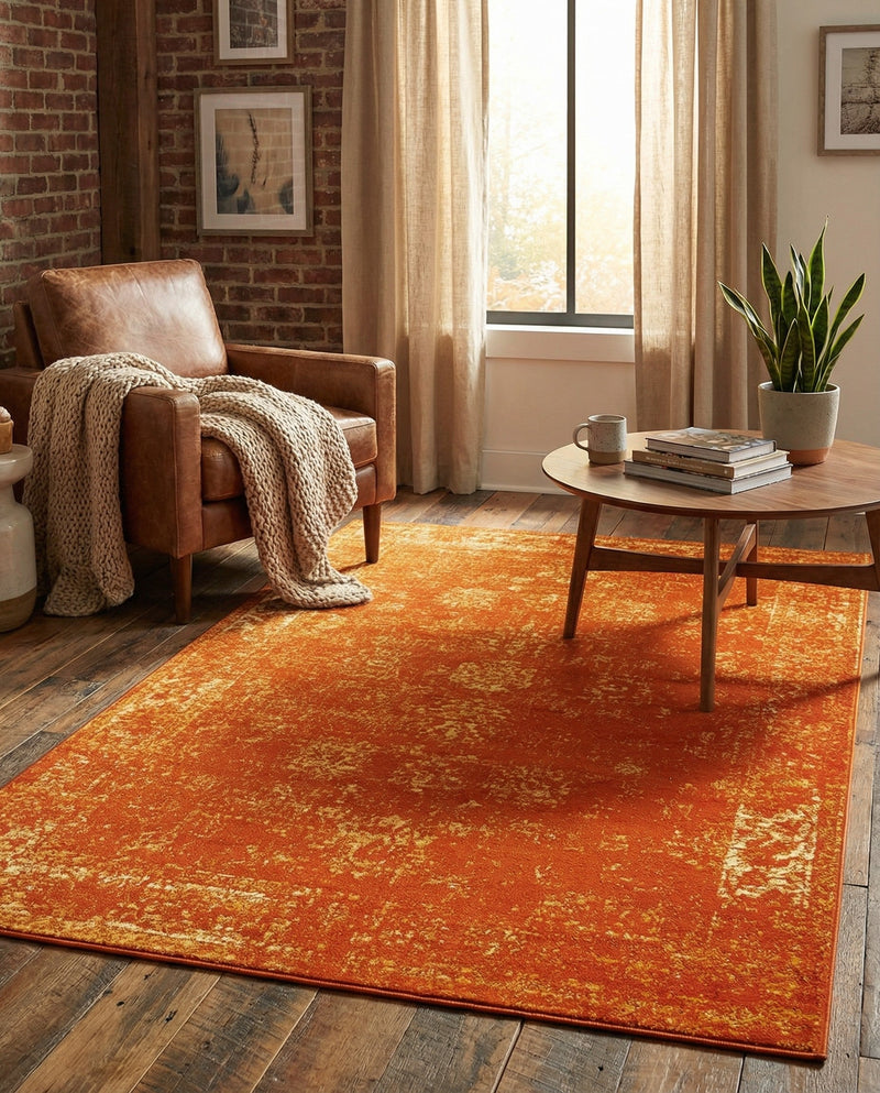 Riviera Elegance Collection Area Rug - Antibes (Orange) Rectangle Orange  lifestyle 13