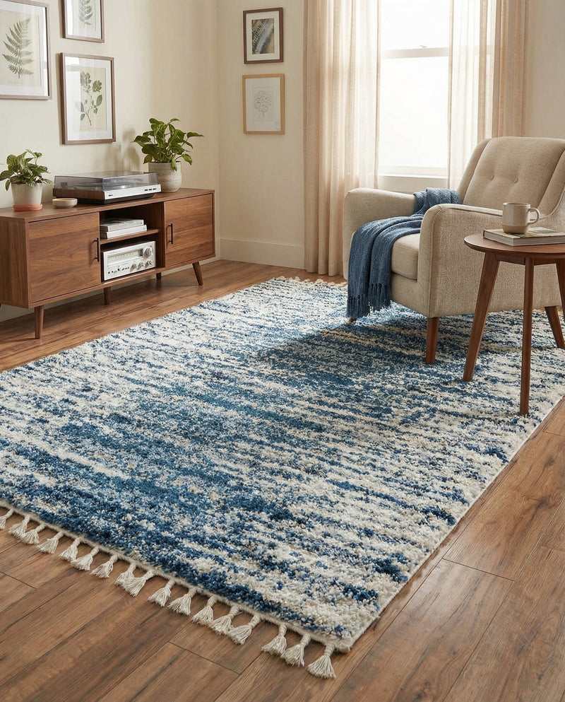 Tranquil Tides Shag Collection Area Rug - Marina Rectangle Blue  lifestyle 59