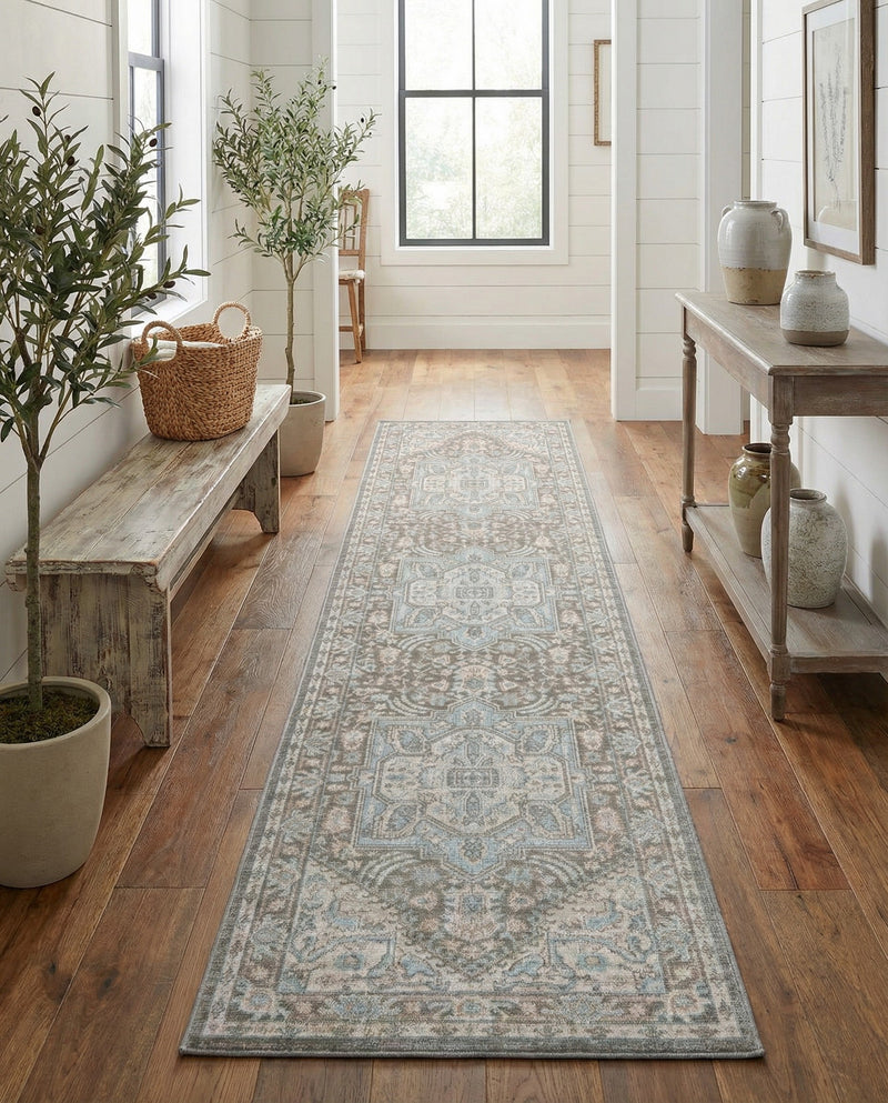 Savannah Series Collection Area Rug - Charleston (Cloud Gray) Runner Cloud Gray  lifestyle 66