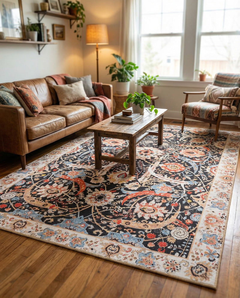 Heritage Elegance Collection Area Rug -  Topkapi Rectangle Black  lifestyle 44