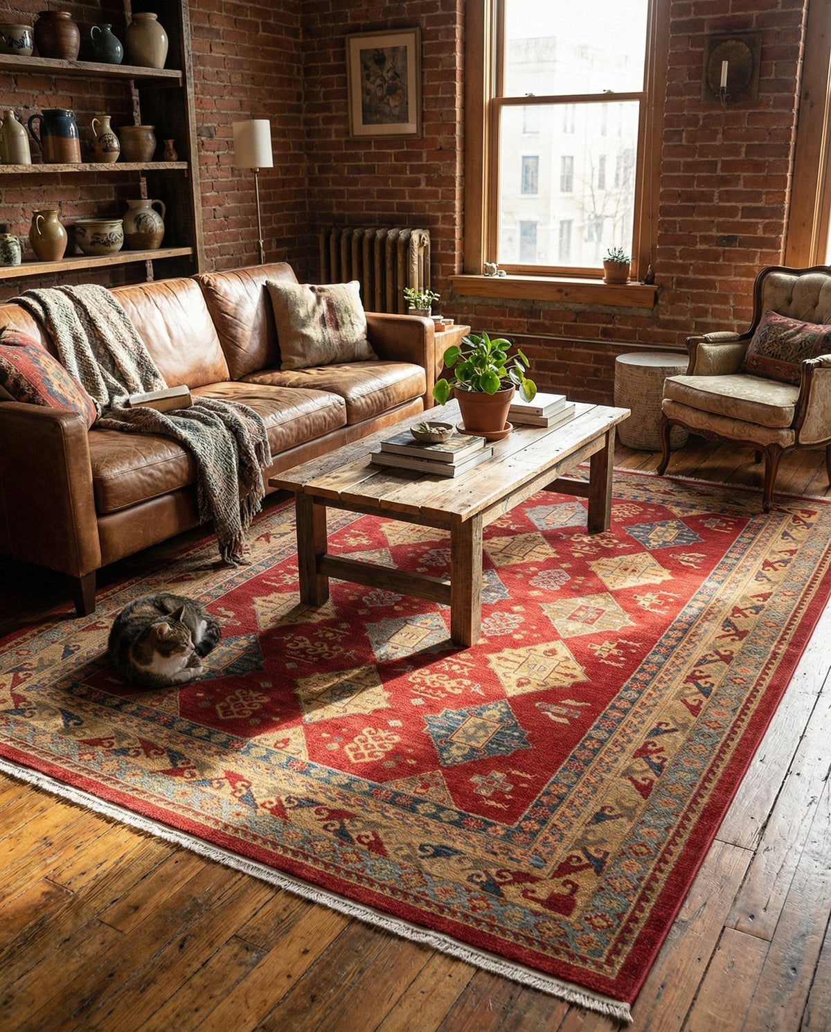 Persian Elegance Collection Area Rug -  Tabriz Rectangle Red  lifestyle 7