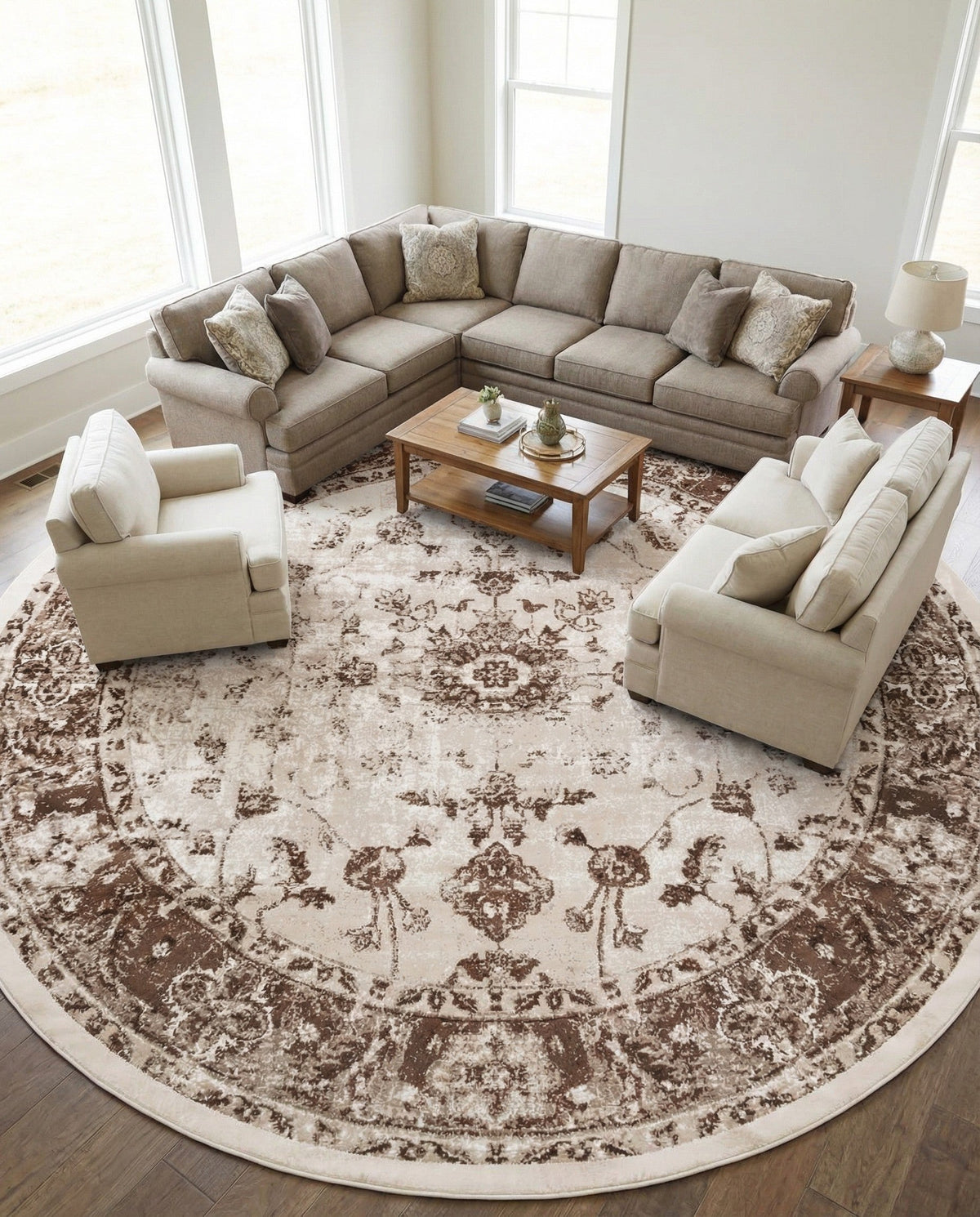 Andes Summit Collection Area Rug -  Aconcagua Round Cream  lifestyle 87