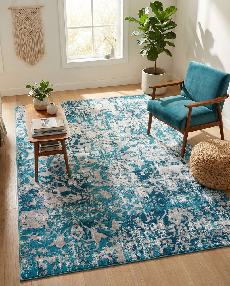 Geneva Terrace Collection Area Rug -  Morges Rectangle Blue  lifestyle 12