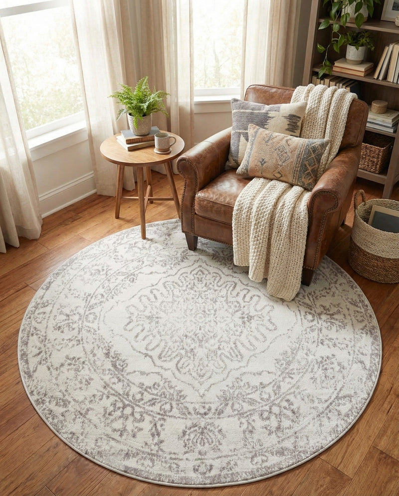 Cambridge Classics Collection Area Rug -  Magdalene (Ivory) Round Ivory  lifestyle 67