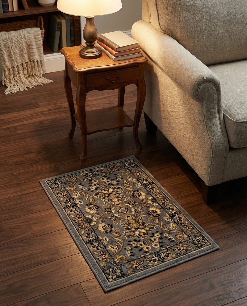 Isfahan Elegance Collection Area Rug - Naghsh-e Jahan (Gray) Rectangle Gray  lifestyle 9