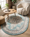 Beverly Grove Collection Area Rug -  Fairfax (Aqua) Oval Aqua  lifestyle 55