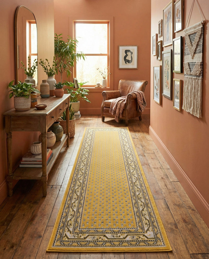 Soho Elegance Collection Area Rug -  Mercer (Yellow) Runner Yellow  lifestyle 54