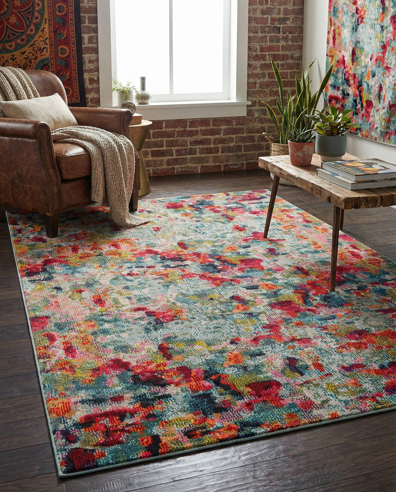 Chromatic Oasis Collection Area Rug -  Lagoon Rectangle Multi  lifestyle 24
