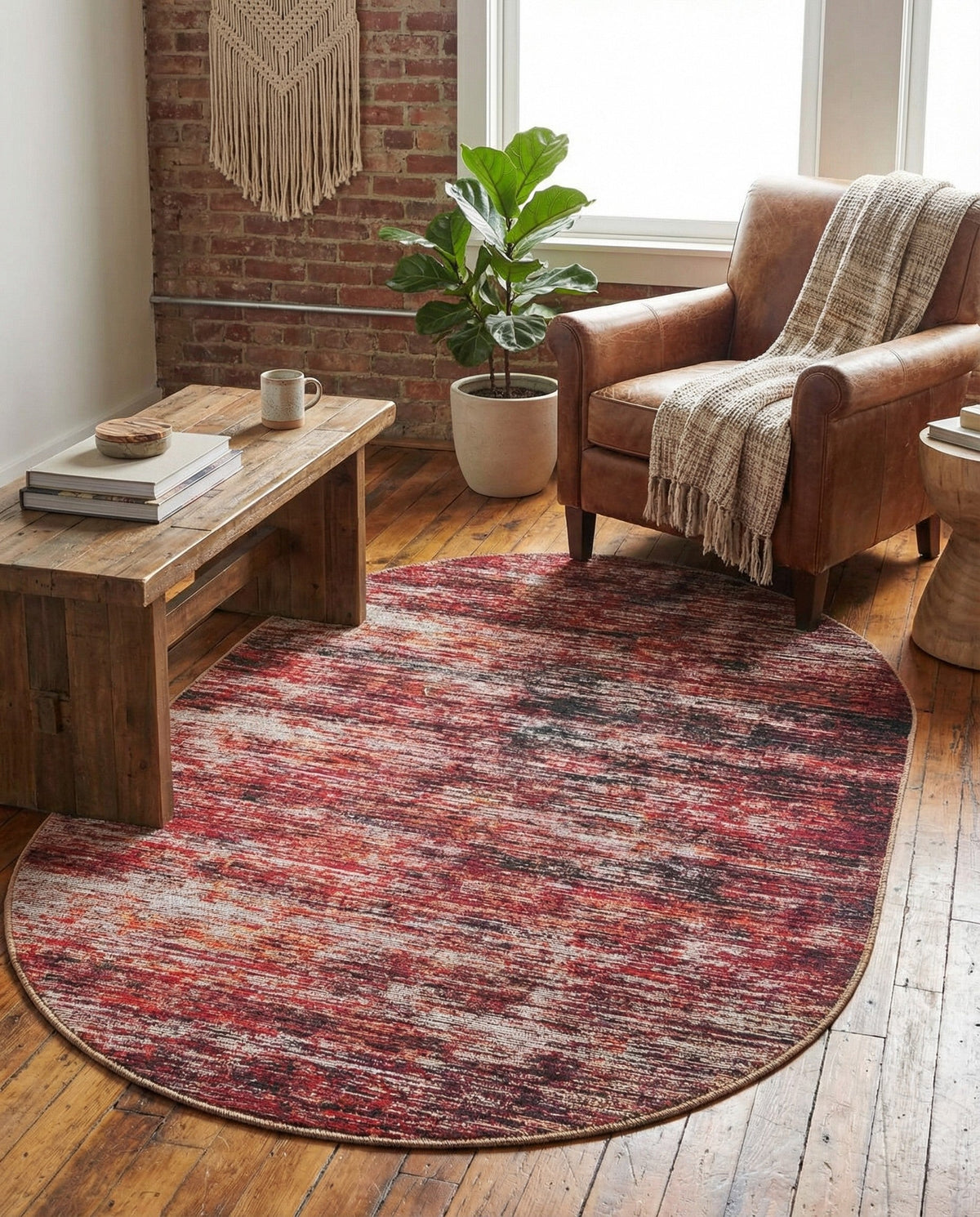 Sahara Essence Collection Area Rug - Oasis (Rust Red) Oval Rust Red  lifestyle 94