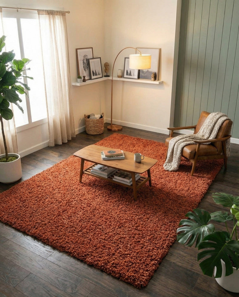 Plush Oasis Collection Area Rug - Serenity (Terracotta) Rectangle Terracotta  lifestyle 21