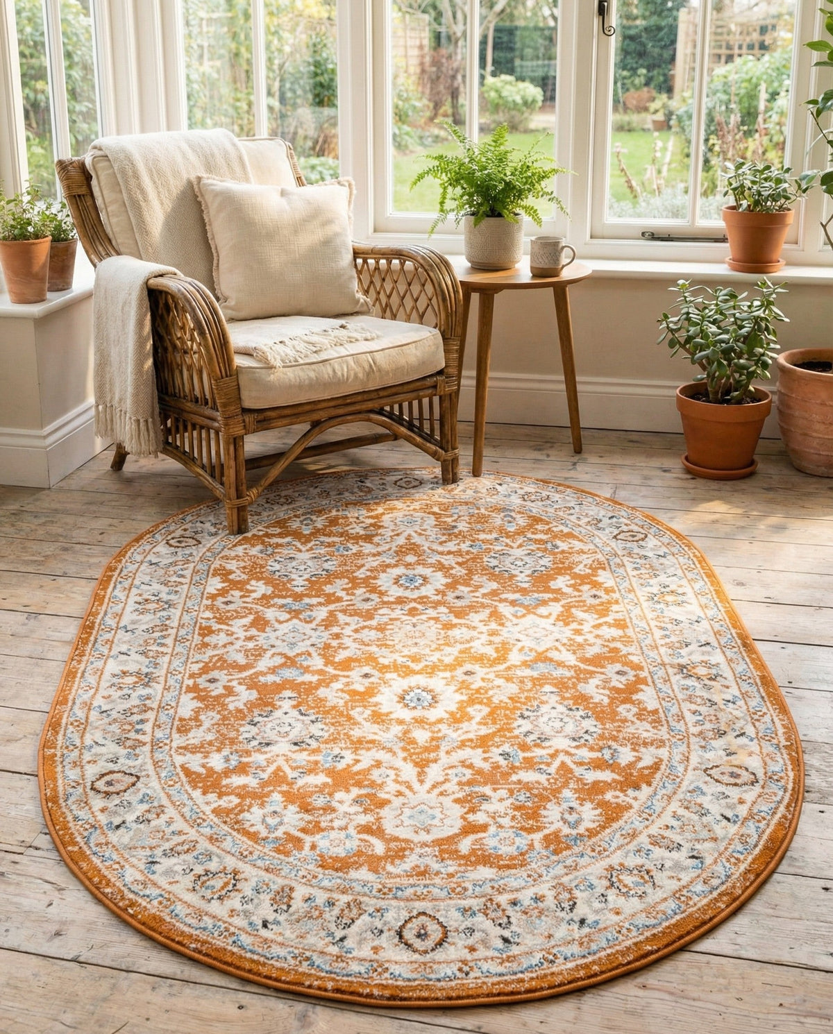 Savannah Elegance Collection Area Rug - Augusta (Rust Red) Oval Rust Red  lifestyle 93
