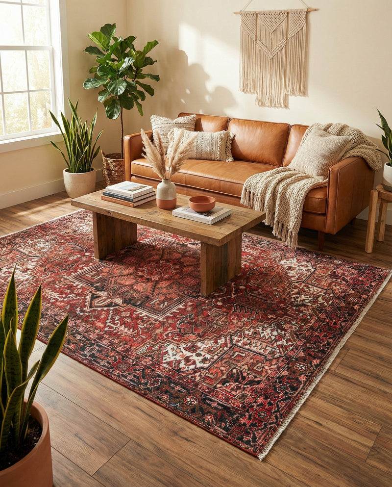 Bazaar Chic Collection Area Rug -  Essaouira Rectangle Rust Red  lifestyle 16