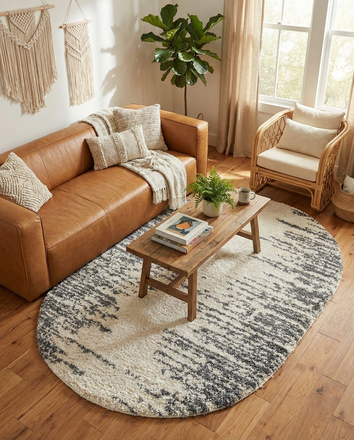 Tranquil Tides Shag Collection Area Rug - Marina Oval White  lifestyle 179