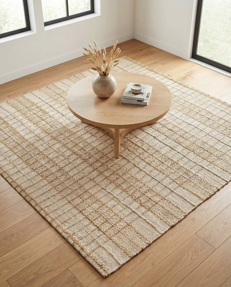 Sequoia Handwoven Jute Collection Area Rug - Charleston Square Ivory  lifestyle 25