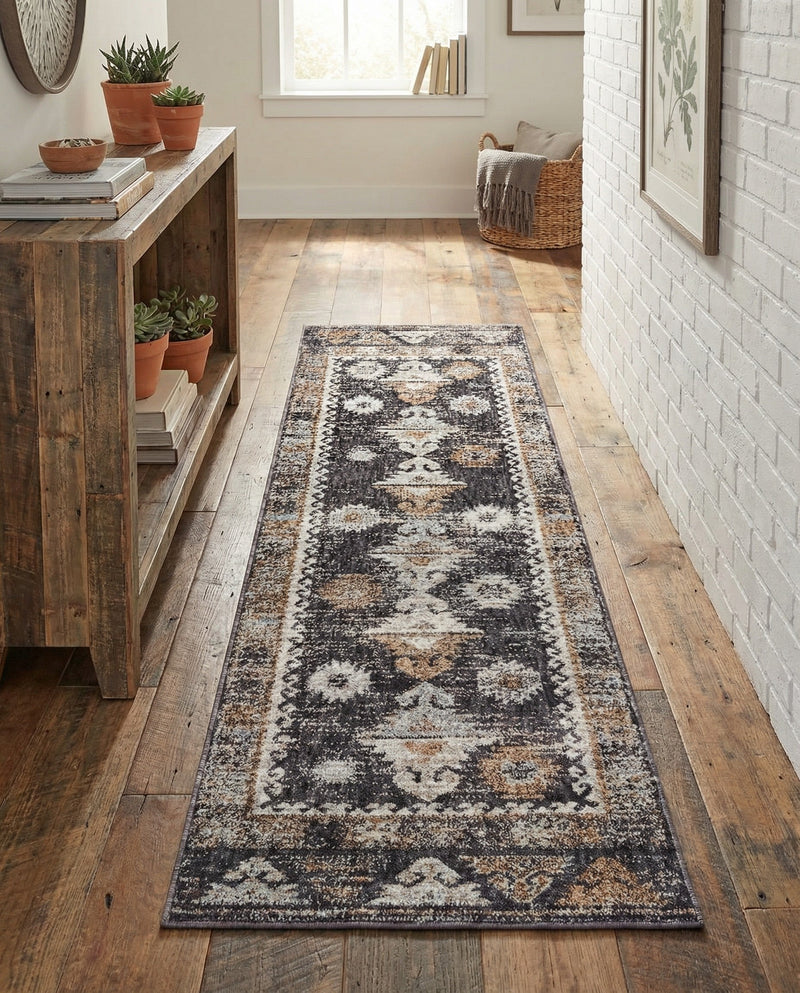 Desert Modern Eco Rug Series Collection Area Rug -  Mojave Runner Charcoal Gray  lifestyle 68