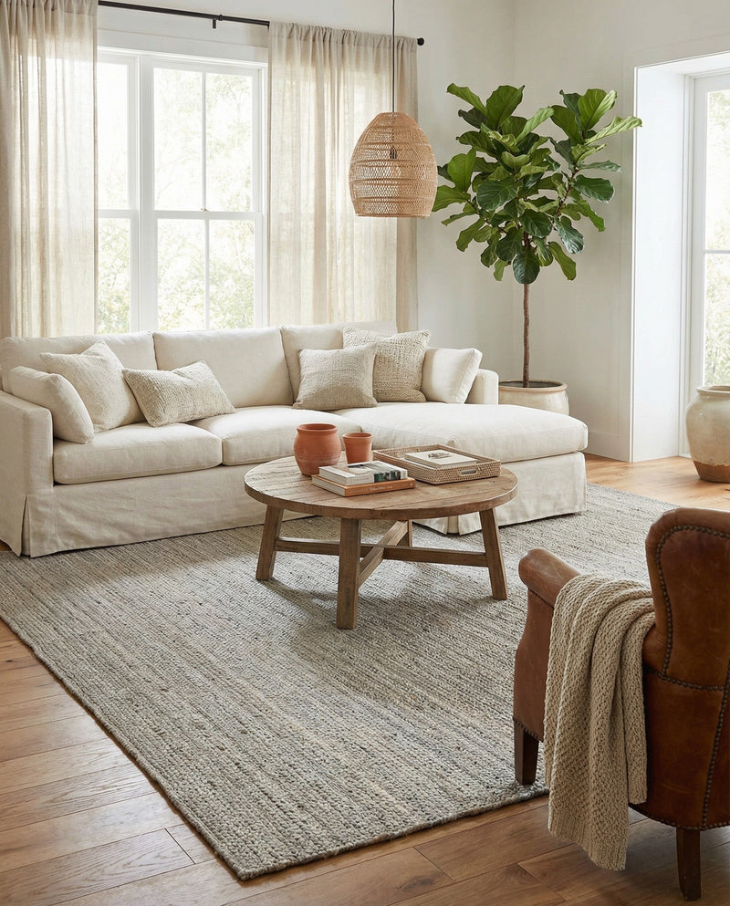 Woven Seaside Jute Collection Area Rug - Savannah (Gray) Rectangle Gray  lifestyle 13