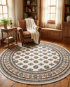 Samarkand Elegance Collection Area Rug -  Margilan (Ivory) Round Ivory  lifestyle 76