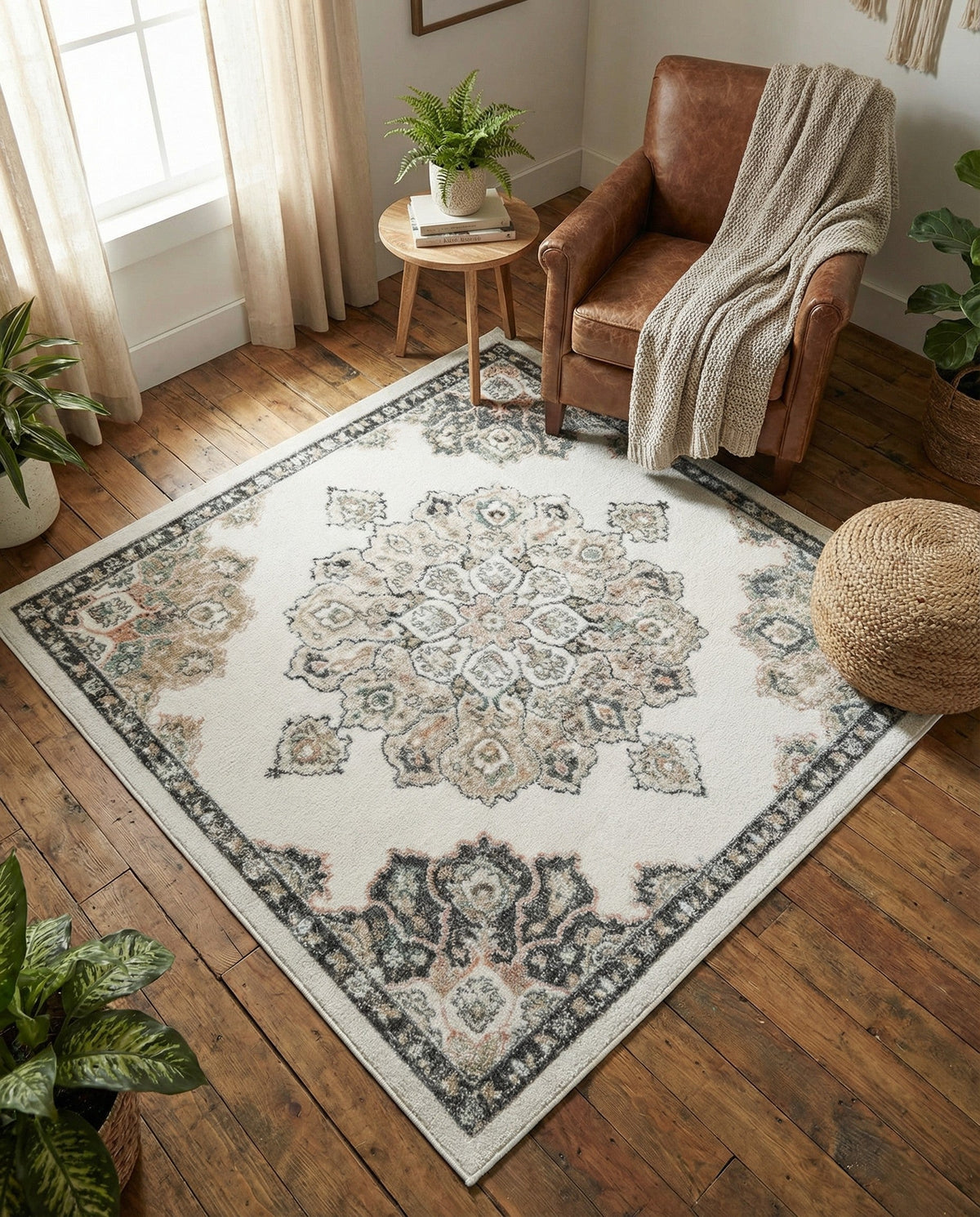 Beverly Grove Collection Area Rug - Melrose (Ivory) Square Ivory  lifestyle 62