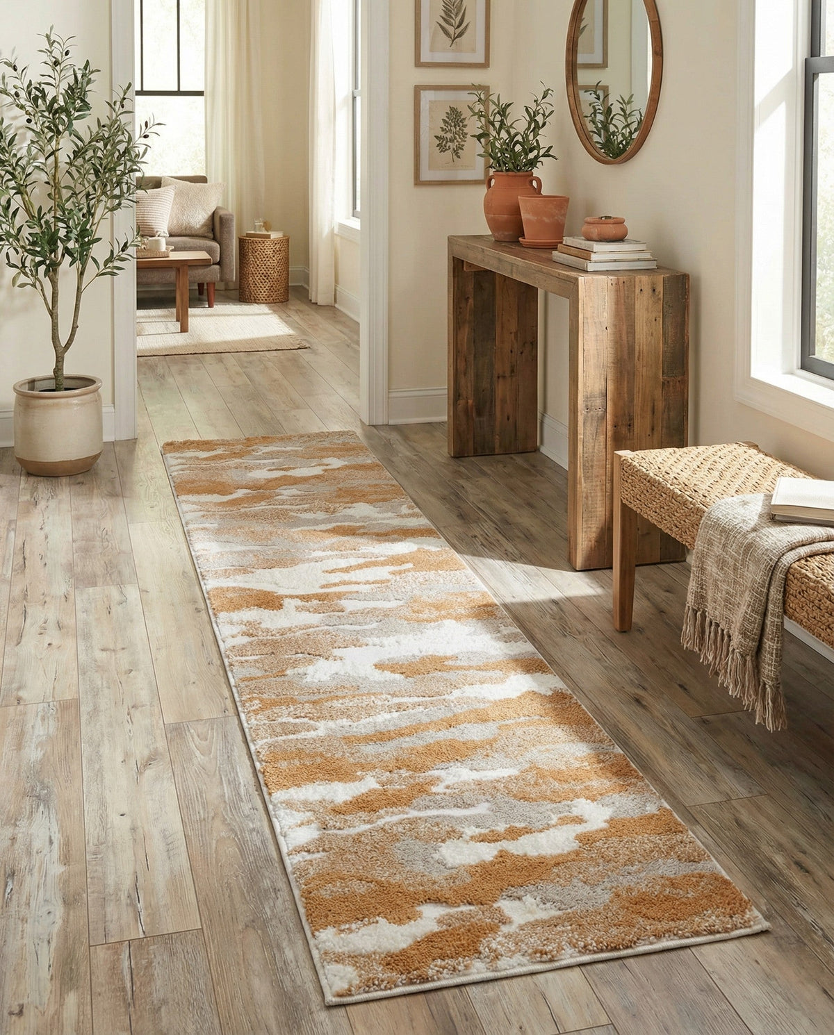 Sienna Collection Area Rug -  Veneto Runner Caramel and Ivory  lifestyle 102