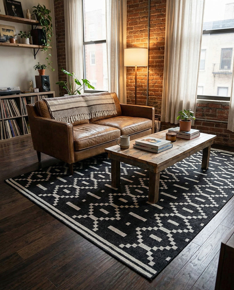 Copenhagen Edge Collection Area Rug -  Tivoli Rectangle Black  lifestyle 25