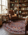 Heritage Elegance Collection Area Rug -  Schonbrunn Round Burgundy  lifestyle 92