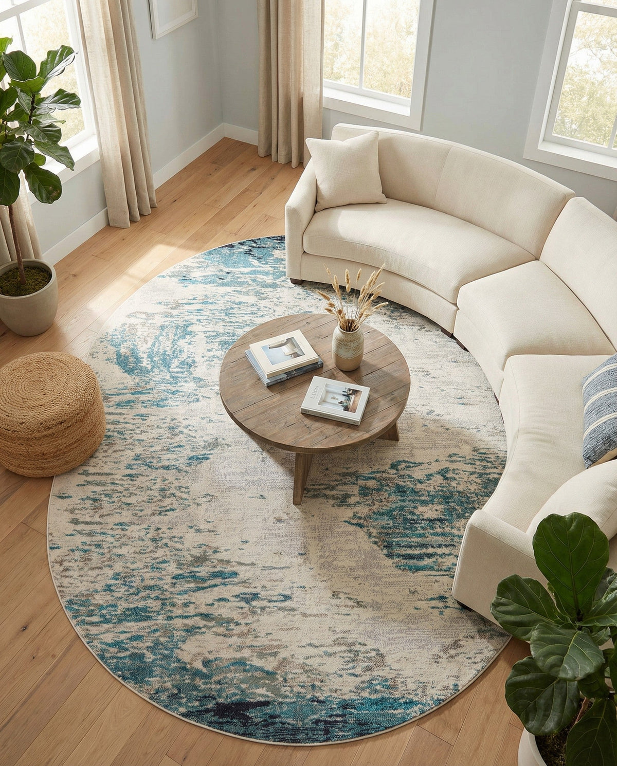 Colorburst Oasis Collection Area Rug -  Tropic Oval Blue  lifestyle 71