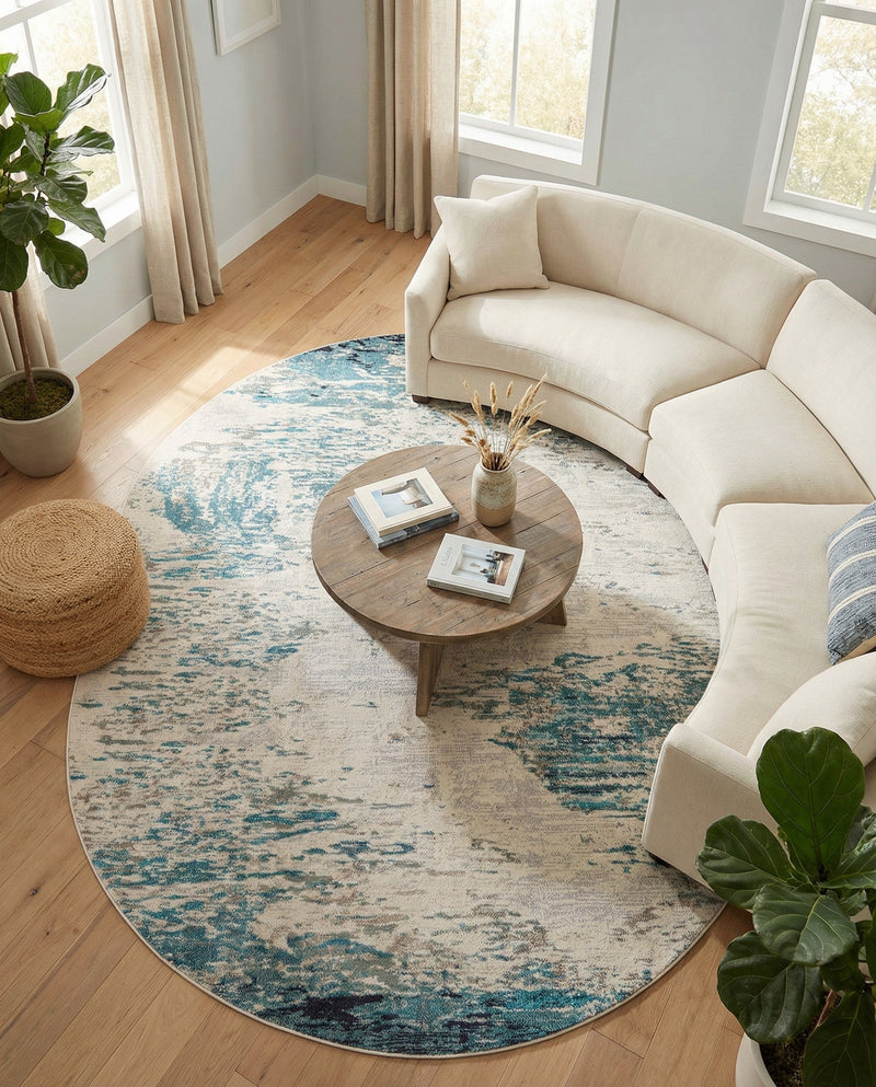 Colorburst Oasis Collection Area Rug -  Tropic Oval Blue  lifestyle 71