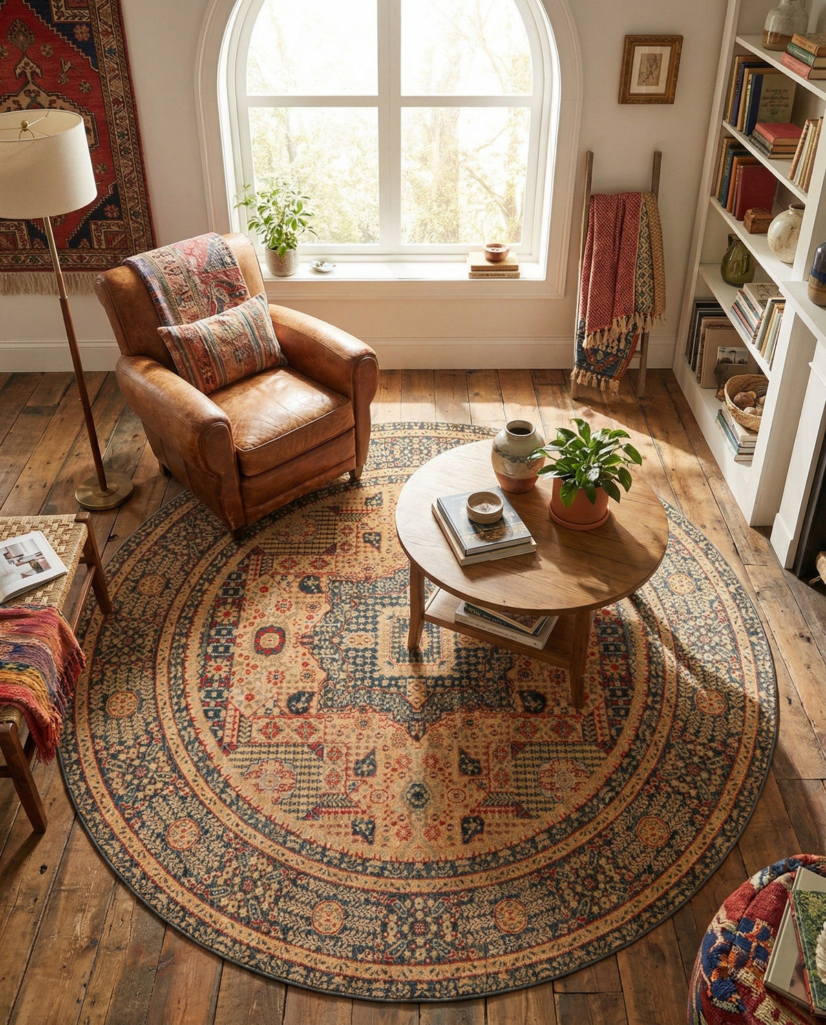 Ottoman Elegance Collection Area Rug - Sultan Round Blue  lifestyle 165