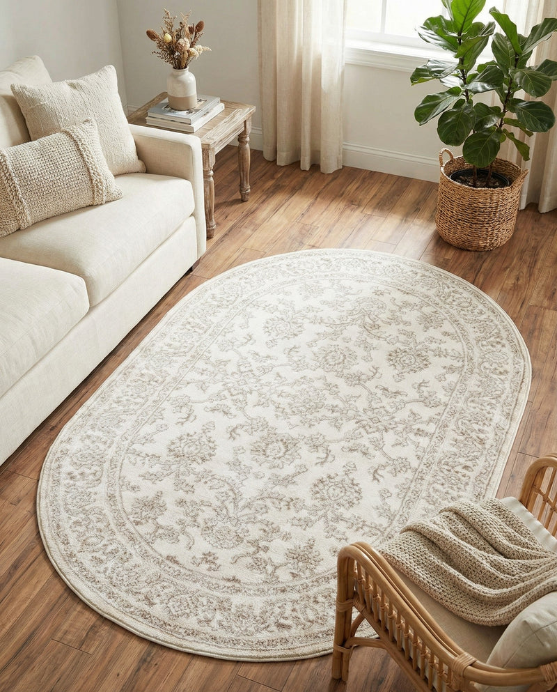 Savannah Elegance Collection Area Rug - Augusta (Ivory) Oval Ivory  lifestyle 46