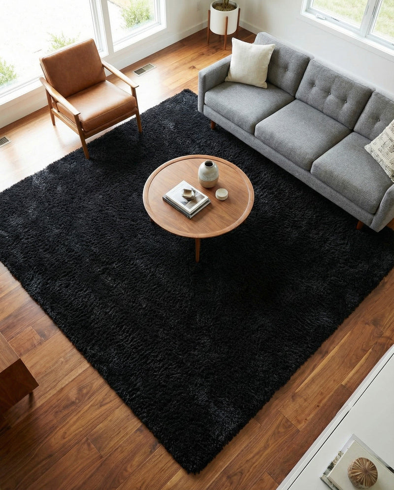 Eternal Plush Oasis Collection Area Rug -  Tranquility (Onyx Black) Square Onyx Black  lifestyle 36