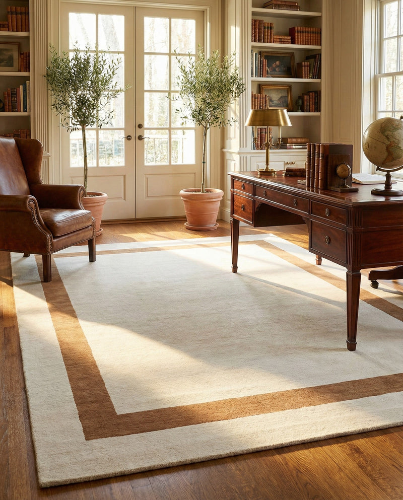Savannah Borders Wool Collection Area Rug - Chatham Rectangle Ivory  lifestyle 73
