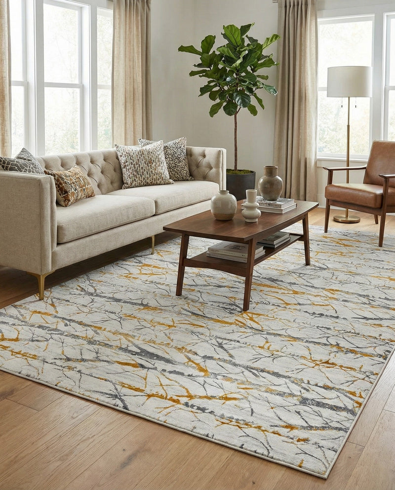 Bloomsbury Elegance Collection Area Rug -  Soho Rectangle Yellow and Gray  lifestyle 30