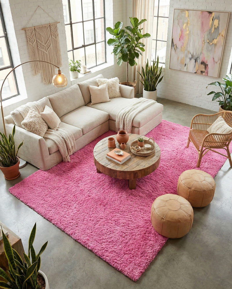 Plush Oasis Collection Area Rug - Serenity (Taffy Pink) Rectangle Taffy Pink  lifestyle 31