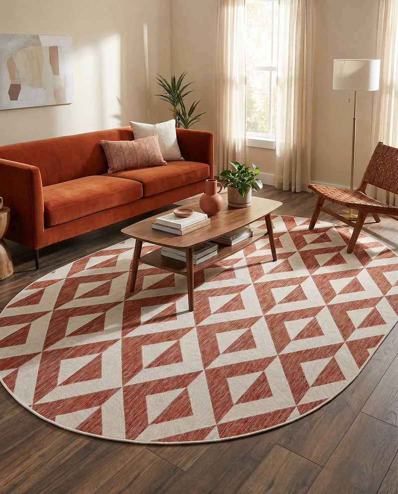 Urban Oasis Rugs Collection Area Rug -  Highrise (Rust Red) Oval Rust Red  lifestyle 35