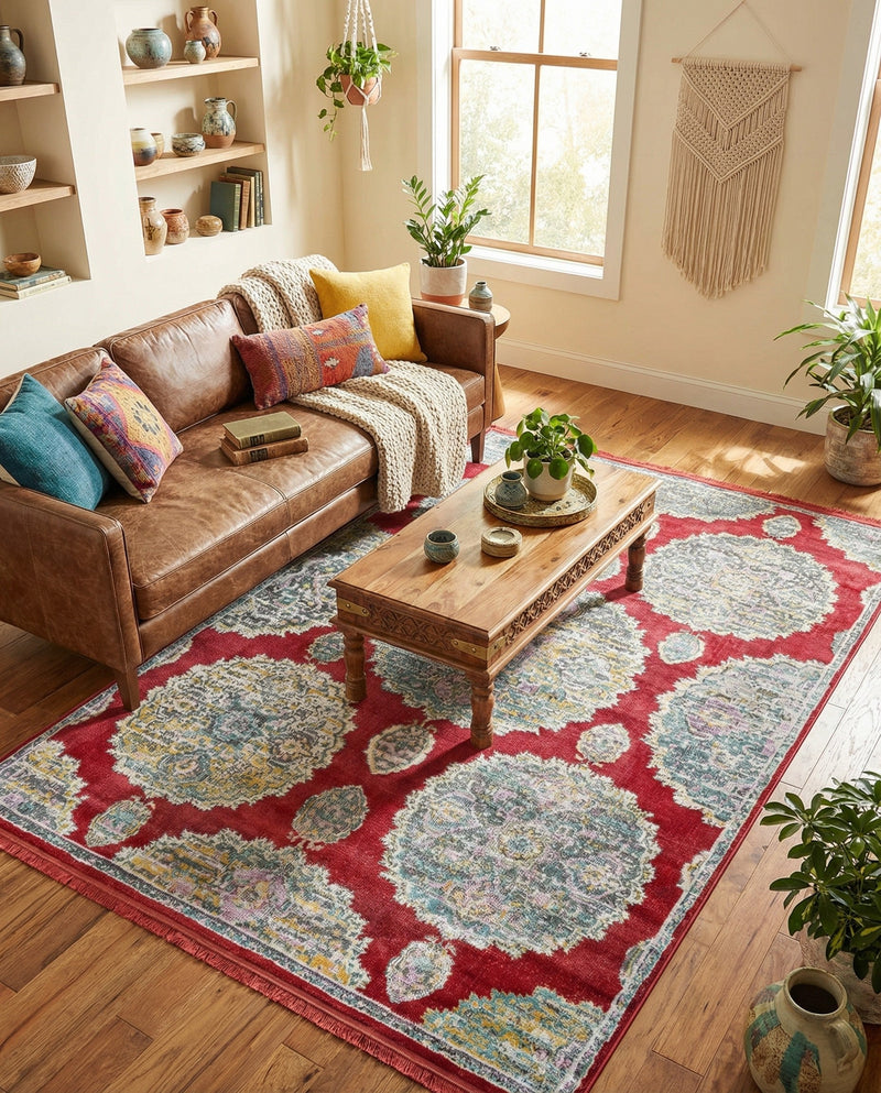 Arcadia Rugs Collection Area Rug -  Atlantis (Red) Rectangle Red  lifestyle 14