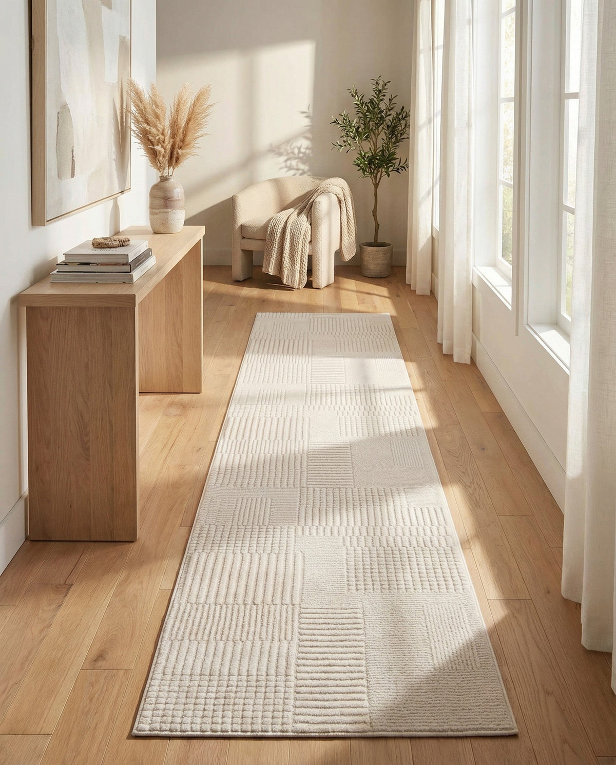 Haven Tapestry Collection Area Rug -  EnchantedGrove Runner Ivory White  lifestyle 19