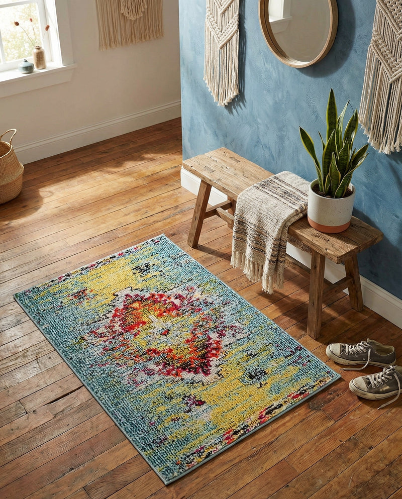 Venetian Tapestry Collection Area Rug -  SanMarco Rectangle Turquoise  lifestyle 39