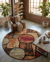 Bistro Lounge Collection Area Rug -  Cappuccino Round Multi  lifestyle 51