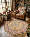 Seville Stripes Collection Area Rug - Cadiz (Yellow) Octagon Yellow  lifestyle 58