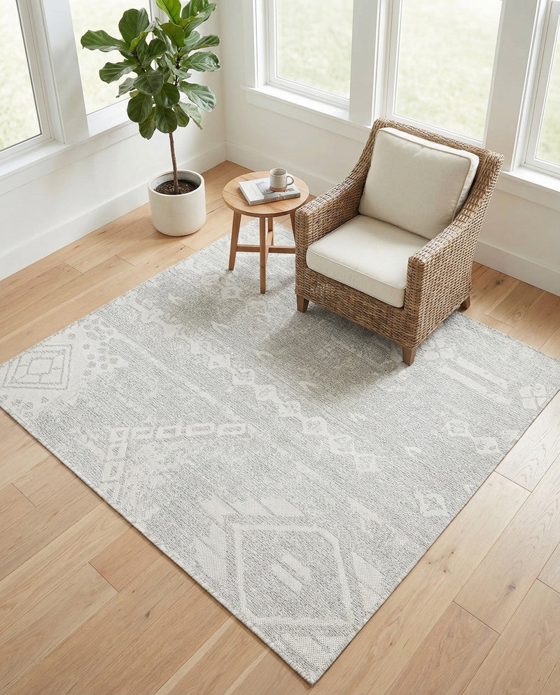 Desert Nomad Terrace Collection Area Rug - Sahara (Gray) Square Gray  lifestyle 53