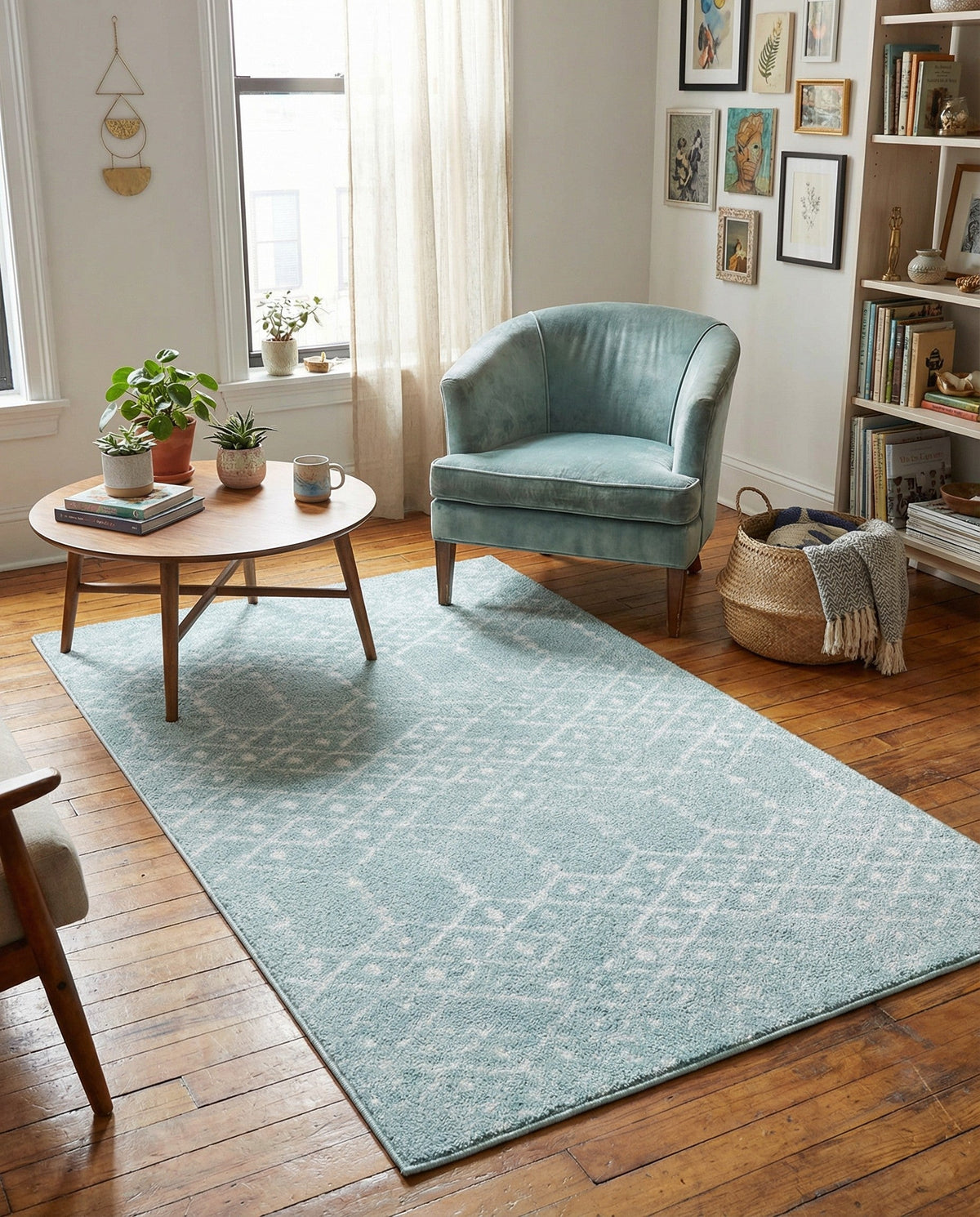 Marrakesh Lattice Collection Area Rug - Casablanca (Aqua) Rectangle Aqua  lifestyle 22