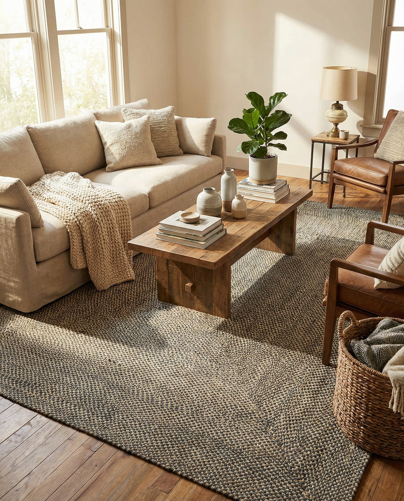 Sustainable Strands Indoor-Outdoor Oasis Collection Area Rug -  Sandbar (Gray) Rectangle Gray  lifestyle 3
