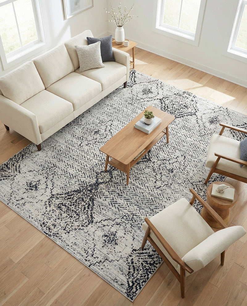 Aegean Elegance Washables Collection Area Rug -  Naxos Rectangle Black and White  lifestyle 53