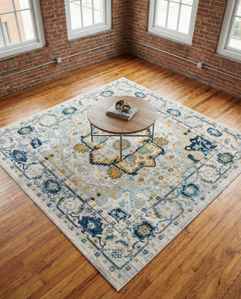 Parisian Elegance Collection Area Rug - Versailles (Gray) Square Gray  lifestyle 42