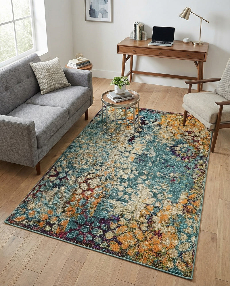 Venetian Tapestry Collection Area Rug - Murano Rectangle Blue  lifestyle 41